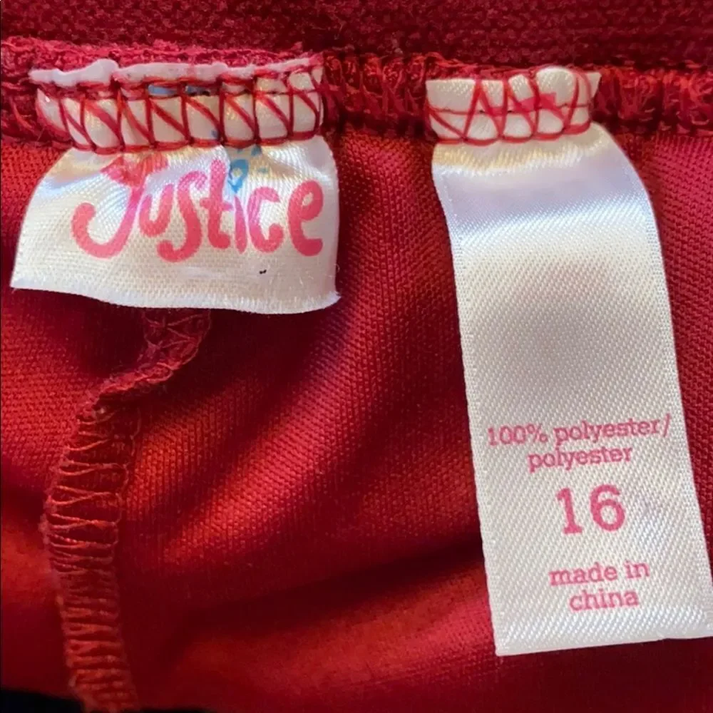 Girl’s sparkle ruffle burgundy Justice Skirt size 16 elastic waist